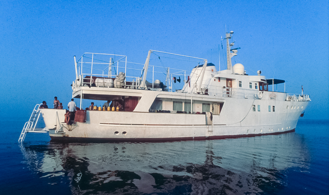 Before the Pelagian become the Pelagian we see today, her prior life during the 1980s was the Red Sea liveaboard Fantasea II. Photo courtesy of Wakatobi Dive Resort